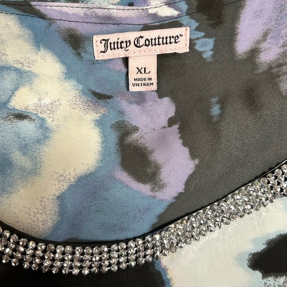 Juicy Couture Embellished Watercolor Floral Double Layer Chiffon Tank Blouse - Picture 10 of 14